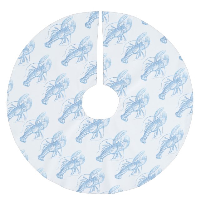 Blue Lobster Brushed Polyester Tree Skirt (Front)