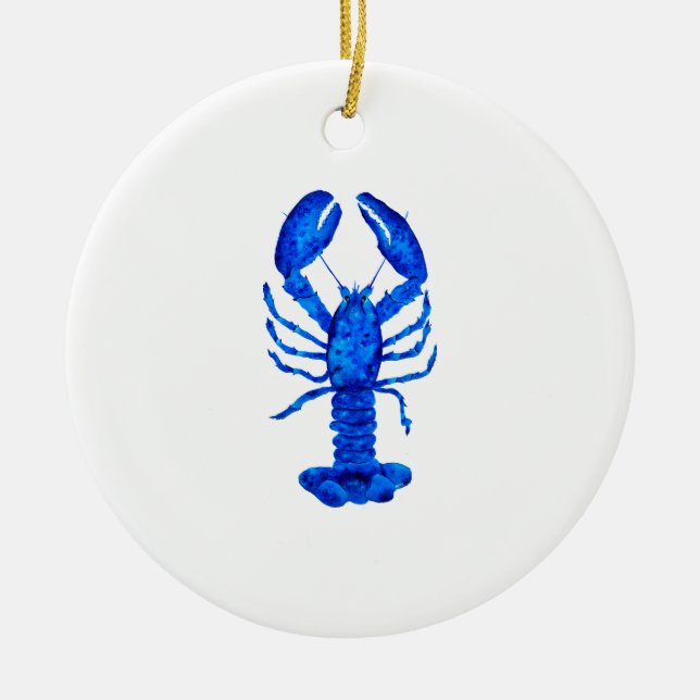 Blue Lobster Ceramic Ornament (Front)