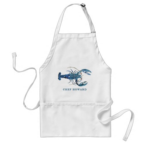Blue Lobster Custom Name Adult Apron