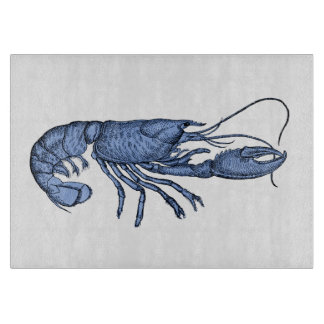 Blue Lobster Cutting Board with Vintage Image