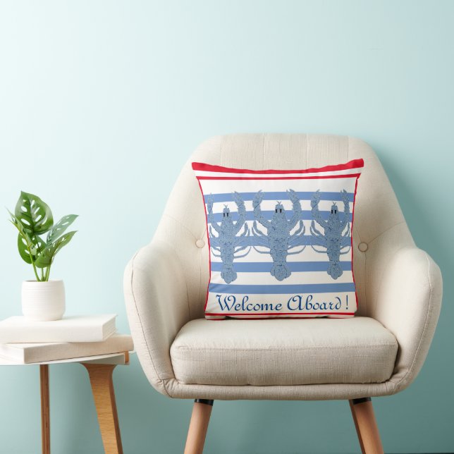 Blue Lobster Ginger Jars Jar French  Throw Pillow (Chair)