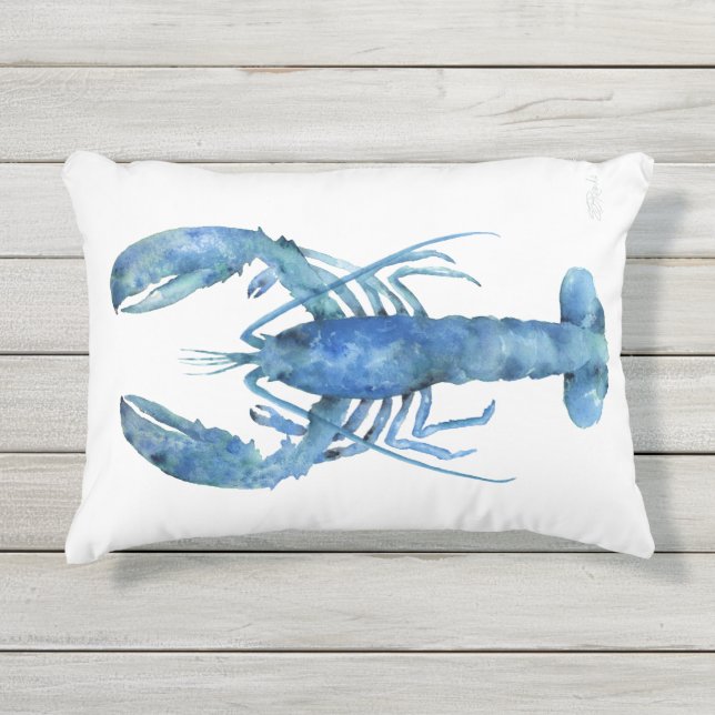 Blue Lobster Home Accent Pillow (Front)