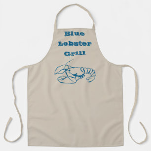 Blue Lobster Line Drawing On Sandy Beach Tan Color Apron