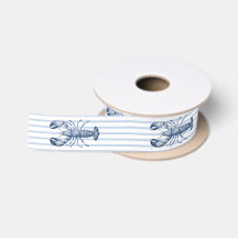 Blue Lobster on Blue and White Stripes