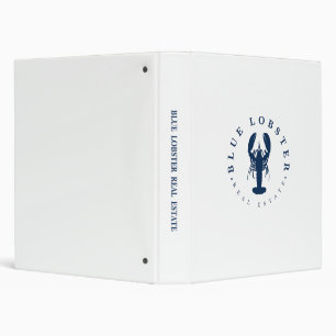 Blue Lobster Real Estate Button 3 Ring Binder