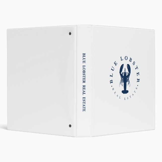 Blue Lobster Real Estate Button 3 Ring Binder (Background)