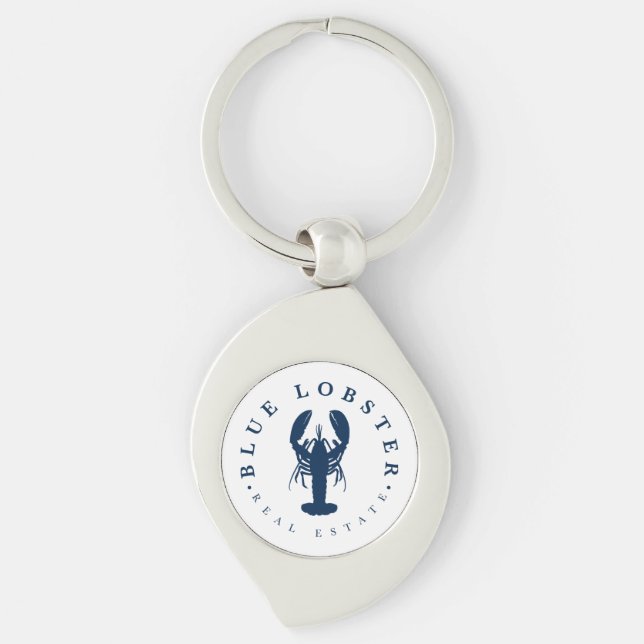 Blue Lobster Real Estate Button Keychain (Front)