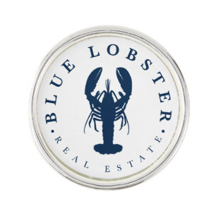 Blue Lobster Real Estate Button Lapel Pin