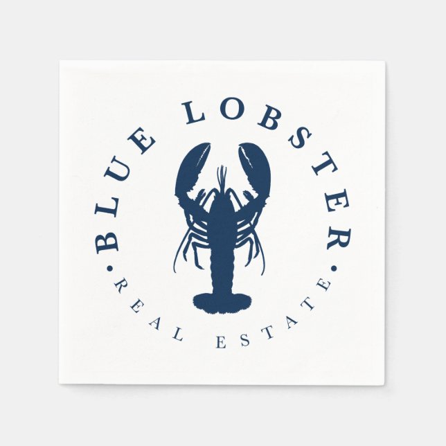 Blue Lobster Real Estate Button Napkins (Front)