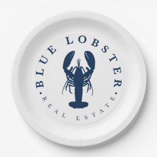 Blue Lobster Real Estate Button Paper Plates