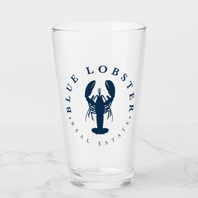 Blue Lobster Real Estate Maine Pint Glass Cup (Front)