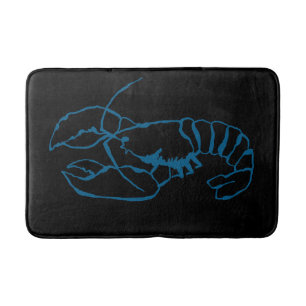 Blue Lobster Sea Animal Simple Outline Drawing Art Bath Mat