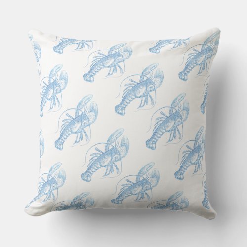 Blue Lobster Throw Pillow