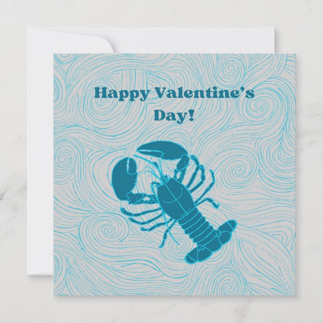 Blue Lobster Valentine Holiday Card (Front)