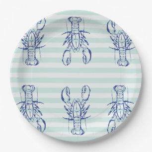 Blue Lobsters Paper Plates