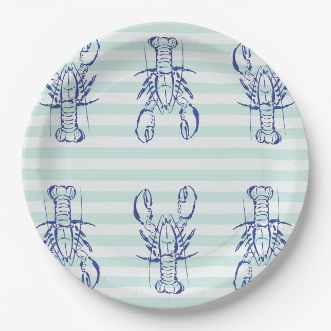 Blue Lobsters Paper Plates (Front)