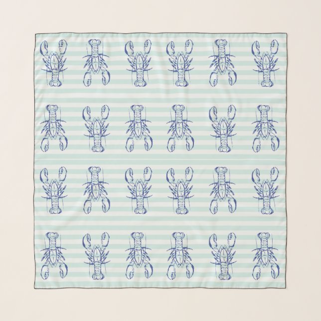 Blue Lobsters Scarf (Front)
