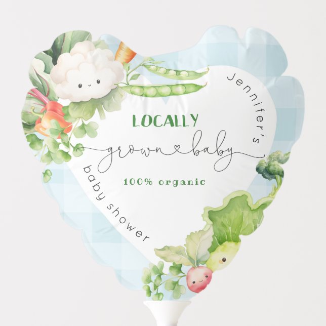 Blue Locally grown baby Farmers market baby shower Balloon (Front)