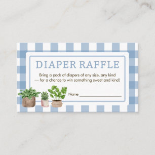 Blue Locally Grown Baby Shower Diaper Raffle Enclosure Card