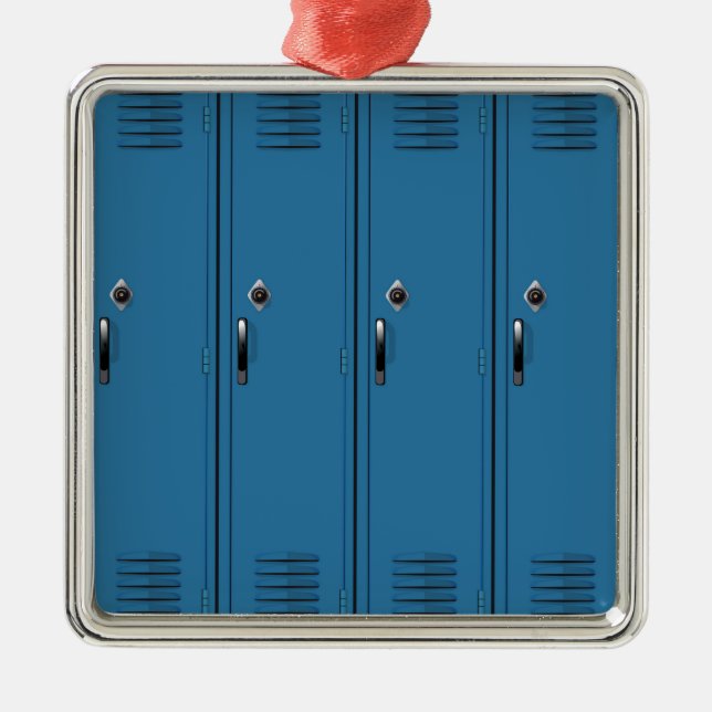 Blue Locker Doors Metal Ornament (Front)