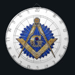 Blue Lodge Mason Dart Board<br><div class="desc">Freemason blue lodge emblem,  square,  compass and the letter G</div>