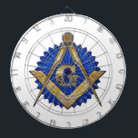 Blue Lodge Mason Dart Board<br><div class="desc">Freemason blue lodge emblem, square, compass and the letter G</div>