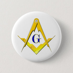 Blue Lodge Square & Compasses Button