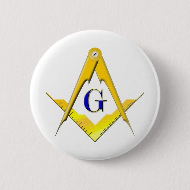 Blue Lodge Square & Compasses Button (Front)