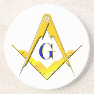 Blue Lodge Square & Compasses Sandstone Coaster