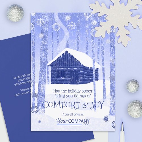 Blue Log Cabin Business Holiday Cards