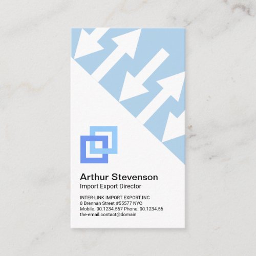 Blue Logistics Direction Arrow Import Export Agent Business Card