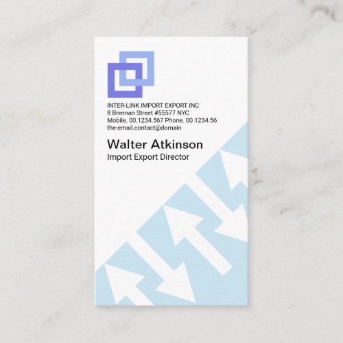 Blue Logistics Direction Arrow Import Export Business Card