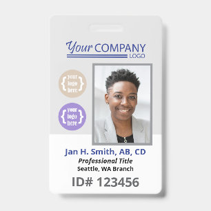 Blue Logo Photo ID Employee Entry Key Card Badge