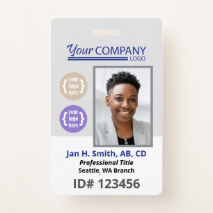 Blue Logo Photo ID Employee Entry Key Card Badge