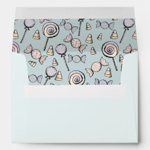 Blue Lollipop Candy Return Address Envelope