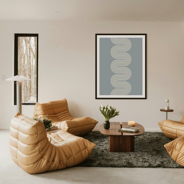 Blue Lombard Wavy Lines Modern Minimal Art Print (Creator Uploaded)