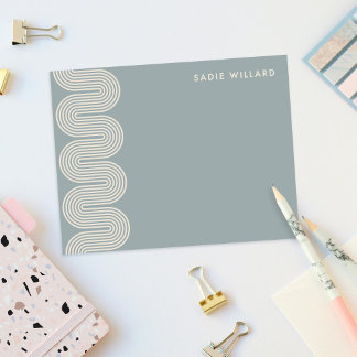 Blue Lombard Wavy Lines Modern Stationery Card