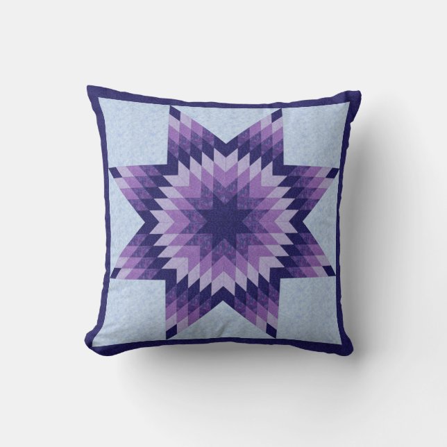 Blue Lone Star Quilt Design Throw Pillow (Front)