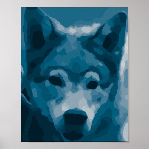 Blue Lone Wolf Poster