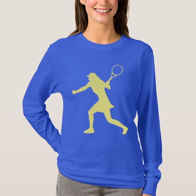 Blue long sleeve tennis sports shirt for ladies (Front)
