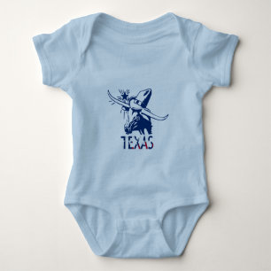 Blue Longhorn Steer with Cowboy Hat and Letters Baby Bodysuit