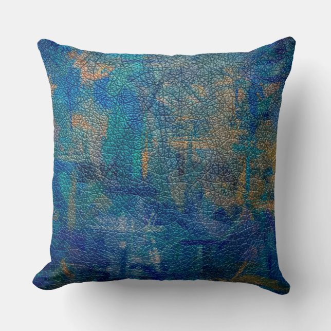 Blue Look Leather Throw Pillow (Front)