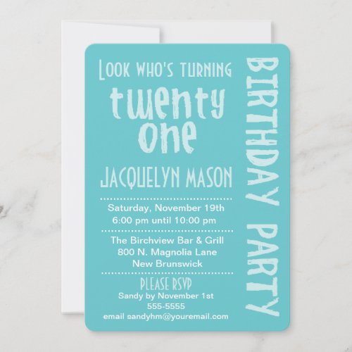 Blue Look Whos Turning 21 Birthday Invitation