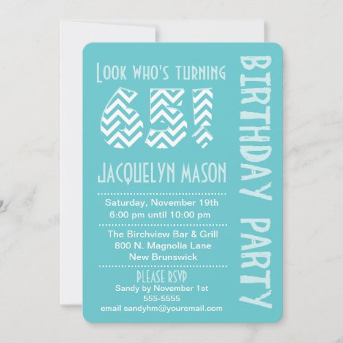 Blue Look Whos Turning 65 Birthday Invitation