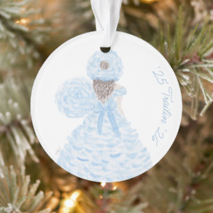 Blue Loose Watercolor Azalea Trail Maid Ornament