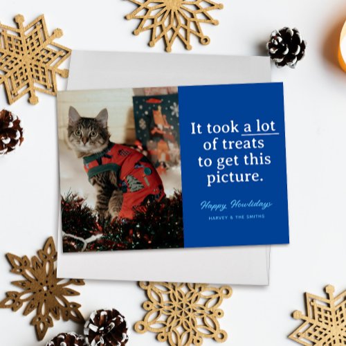 Blue Lots of Treats Happy Howlidays Funny Pet Holiday Card