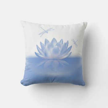 Blue Lotus And Dragonflies Throw Pillow by FantasyPillows at Zazzle