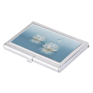 Blue Lotus and Dragonfly Business Card Holder