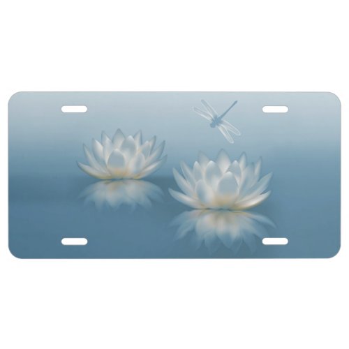 Blue Lotus and Dragonfly License Plate