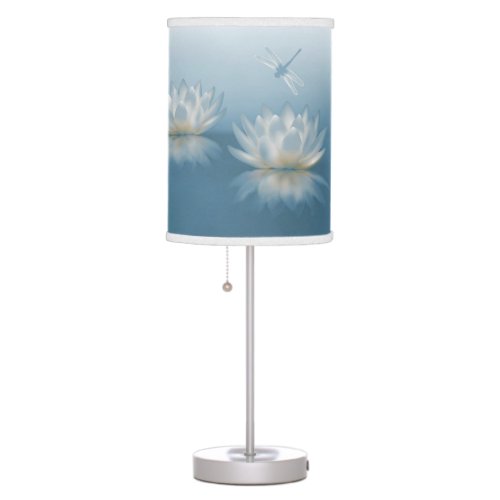 Blue Lotus and Dragonfly Table Lamp
